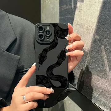 iPhone 15 Pro TPU-cover med slangemønster - sort