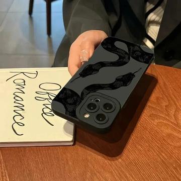 iPhone 15 Pro TPU-cover med slangemønster - sort