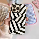 iPhone 15 Pro Striber aftageligt 2-i-1 hybrid cover - sort / hvid