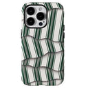 iPhone 15 Pro Striber aftageligt 2-i-1 hybrid-etui - grøn / hvid