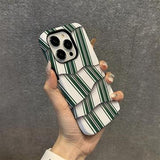 iPhone 15 Pro Striber aftageligt 2-i-1 hybrid-etui - grøn / hvid