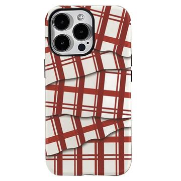 iPhone 15 Pro Striber aftageligt 2-i-1 hybrid cover - rød / hvid