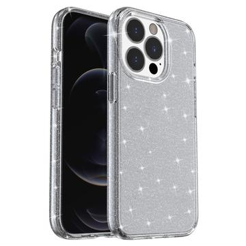 iPhone 15 Pro Stylish Glitter Series Hybrid Cover - Grå