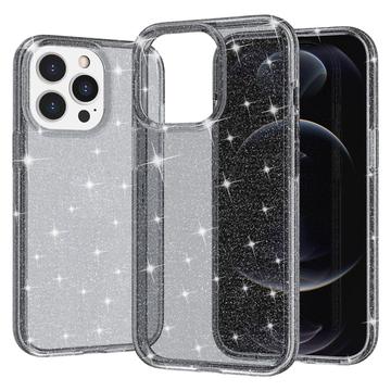 iPhone 15 Pro Stylish Glitter Series Hybrid Cover - Grå