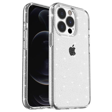 iPhone 15 Pro Stylish Glitter Series Hybrid Cover - Hvid