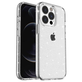 iPhone 15 Pro Stylish Glitter Series Hybrid Cover - Hvid