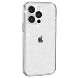 iPhone 15 Pro Stylish Glitter Series Hybrid Cover - Hvid