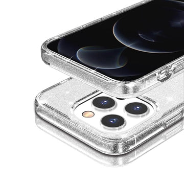 iPhone 15 Pro Stylish Glitter Series Hybrid Cover - Hvid