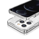 iPhone 15 Pro Stylish Glitter Series Hybrid Cover - Hvid