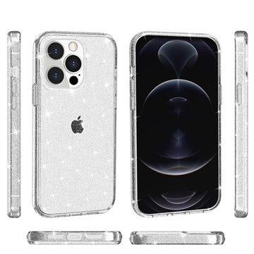 iPhone 15 Pro Stylish Glitter Series Hybrid Cover - Hvid