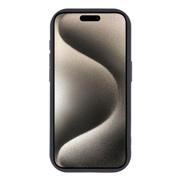 iPhone 15 Pro Stilfuldt stødsikkert TPU cover med forhøjede kanter - sort / stor sløjfe