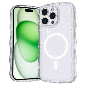 iPhone 15 Pro Wave-Edge Laser Glitter MagSafe Cover - Klar