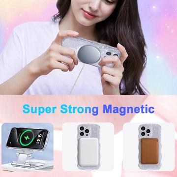 iPhone 15 Pro Wave-Edge Laser Glitter MagSafe Cover - Klar