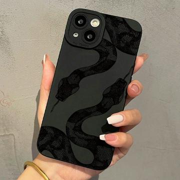 iPhone 15 TPU-cover med slangemønster - sort