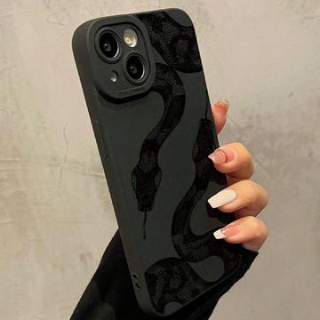 iPhone 15 TPU-cover med slangemønster - sort