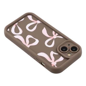 iPhone 15 Stilfuldt stødsikkert TPU cover med forhøjede kanter - Brun / Stor sløjfe
