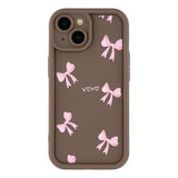 iPhone 15 Stilfuldt stødsikkert TPU cover med forhøjede kanter - Brun / Sløjfe