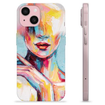 iPhone 15 TPU Cover - Abstrakt Portræt