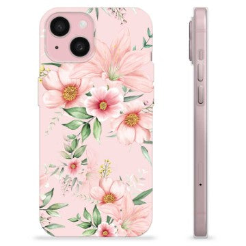 iPhone 15 TPU Cover - Vandfarveblomster
