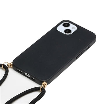 iPhone 15 TPU Cover med Nøglesnor - Sort
