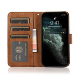 iPhone 15 Vintage 2-i-1-pungetui med aftageligt låg - brun