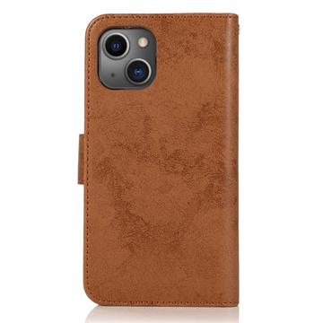 iPhone 15 Vintage 2-i-1-pungetui med aftageligt låg - brun