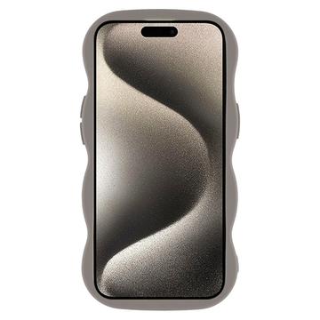 iPhone 15 Bølgekant magnetisk hybrid cover - grå