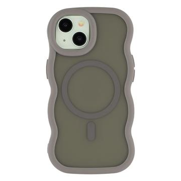 iPhone 15 Bølgekant magnetisk hybrid cover - grå