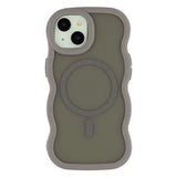 iPhone 15 Bølgekant magnetisk hybrid cover - grå