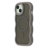iPhone 15 Bølgekant magnetisk hybrid cover - grå