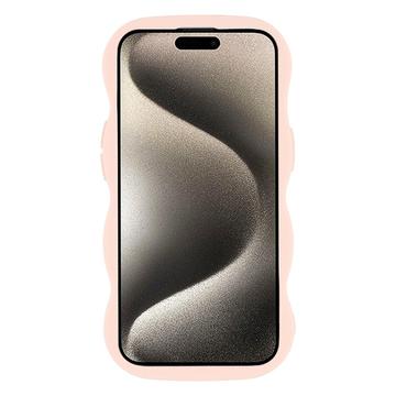 iPhone 15 Bølgekant magnetisk hybrid cover - pink