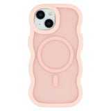 iPhone 15 Bølgekant magnetisk hybrid cover - pink