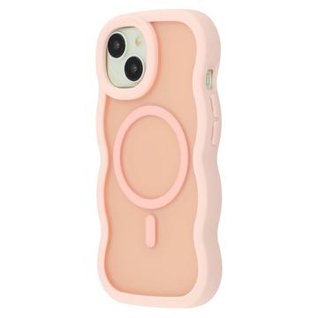 iPhone 15 Bølgekant magnetisk hybrid cover - pink