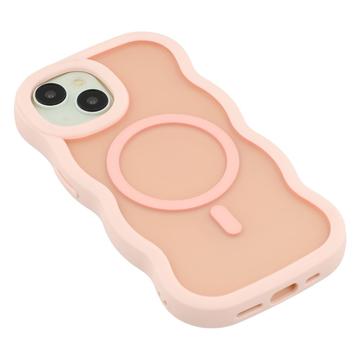 iPhone 15 Bølgekant magnetisk hybrid cover - pink