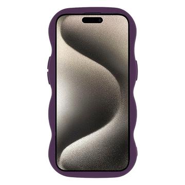 iPhone 15 Bølgekant magnetisk hybrid cover - lilla