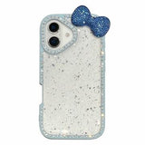 iPhone 16 Sløjfe- og Rhinstens-epoxy Cover - Blå