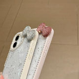 iPhone 16 Sløjfe- og Rhinstens-epoxy Cover - Blå