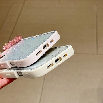 iPhone 16 Sløjfe- og Rhinstens-epoxy Cover - Blå