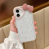 iPhone 16 Sløjfe- og Rhinstens-epoxy Cover - Pink