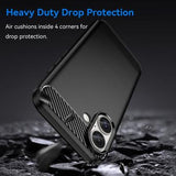 iPhone 16 Børstet TPU Cover - Karbonfiber - Sort