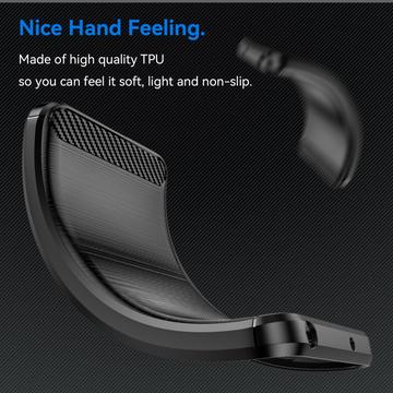 iPhone 16 Børstet TPU Cover - Karbonfiber - Sort