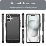 iPhone 16 Børstet TPU Cover - Karbonfiber - Sort