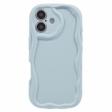 iPhone 16 Candy Color Wavy TPU Cover - babyblå