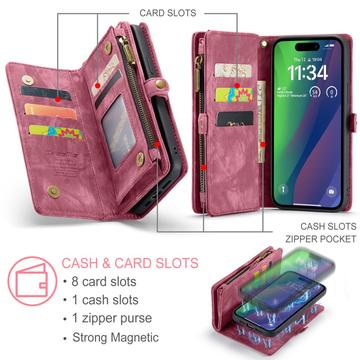 iPhone 16 Caseme 008 2-i-1 Multifunktionel Pung - Rød