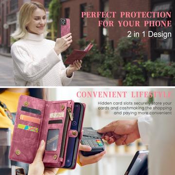 iPhone 16 Caseme 008 2-i-1 Multifunktionel Pung - Rød