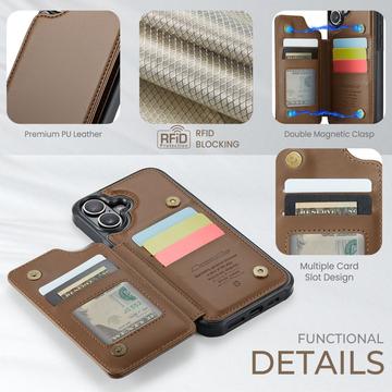 iPhone 16 Caseme C22-etui RFID-kortpung - brun