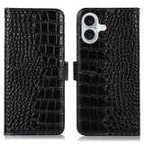 iPhone 16 Crocodile Series Læderpung med RFID - Sort