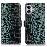iPhone 16 Crocodile Series Læderpung med RFID - Grøn
