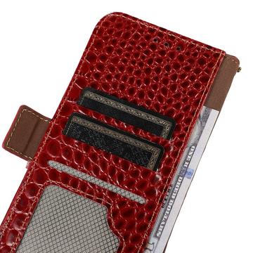 iPhone 16 Crocodile Series Læderpung med RFID - Rød
