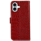 iPhone 16 Crocodile Series Læderpung med RFID - Rød